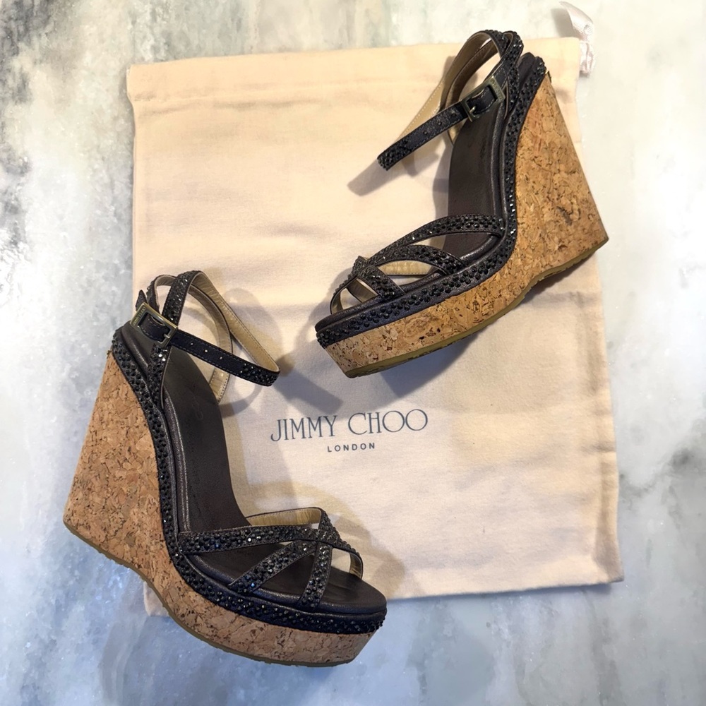 Jimmy Choo Rhinestone Wedge Sandals